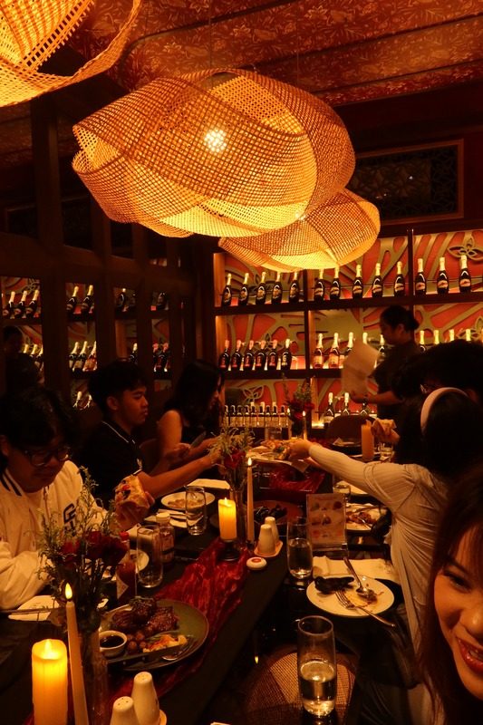 Candlelit dinner in a warm restaurant