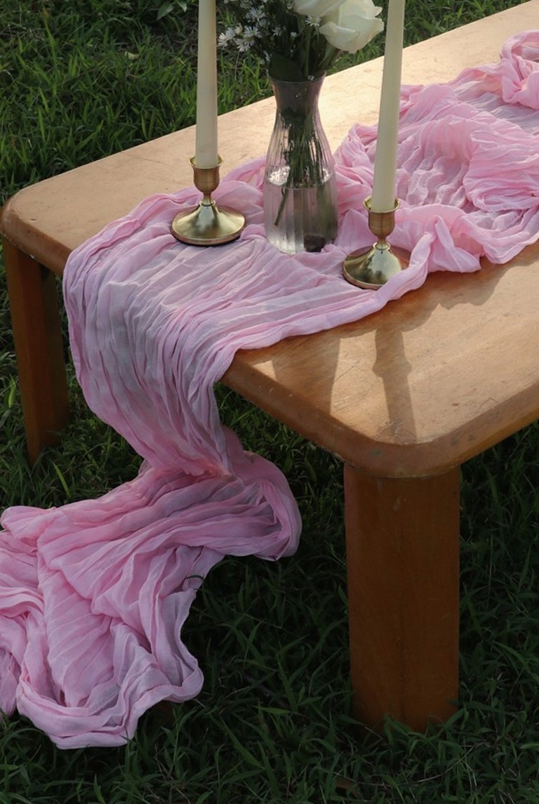 Blush Pink cheesecloth runner on the table