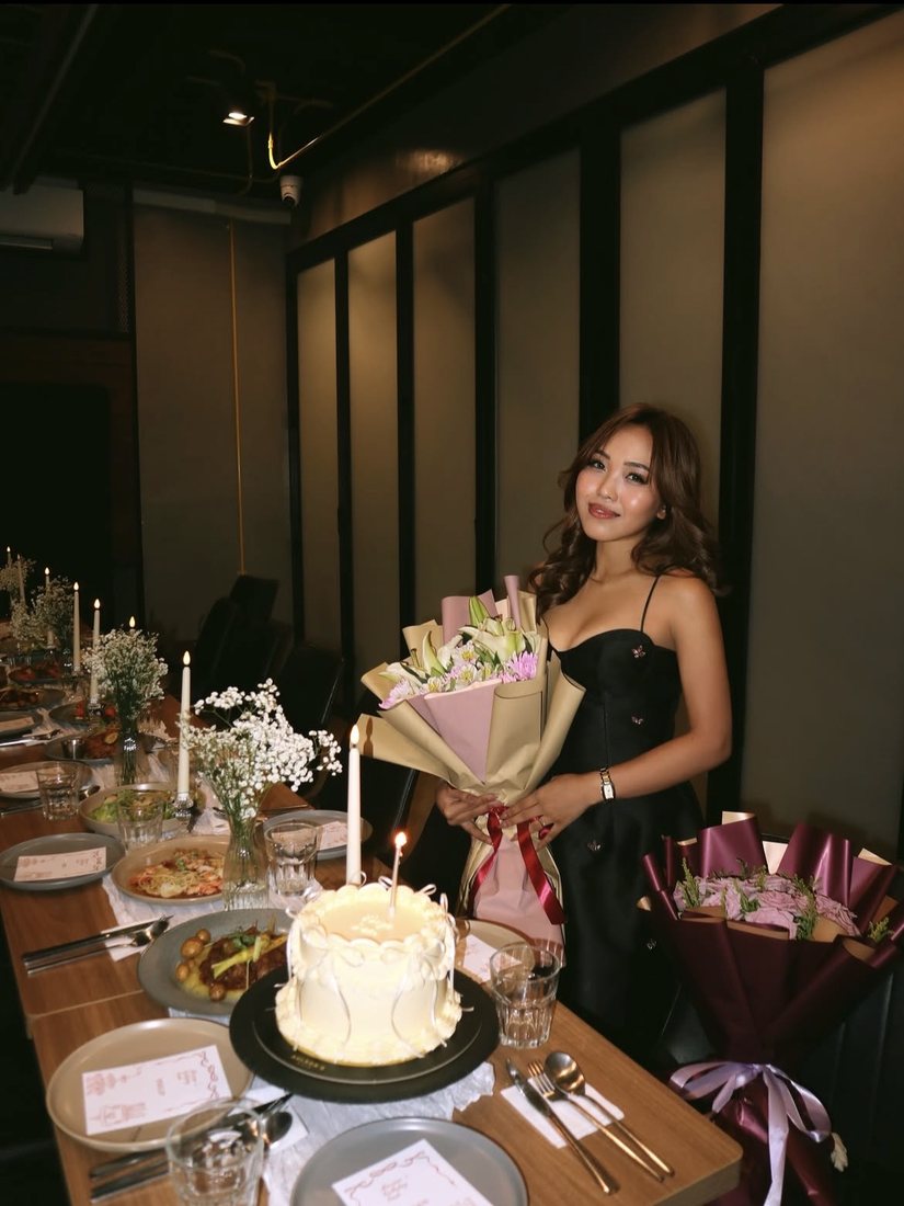 A candlelit birthday dinner